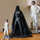 A comparison between the 6-inch-scaled Black Series Hoth Leia, the 8-inch-scaled Hyperreal Darth Vader, and the 12-inch scaled Hot Toys Hoth Leia. Sorry, I don’t have a Hot Toys Vader at all—I’m not made of money—and I couldn’t find my Black Series Vader, so you get his daughter instead. Close enough?